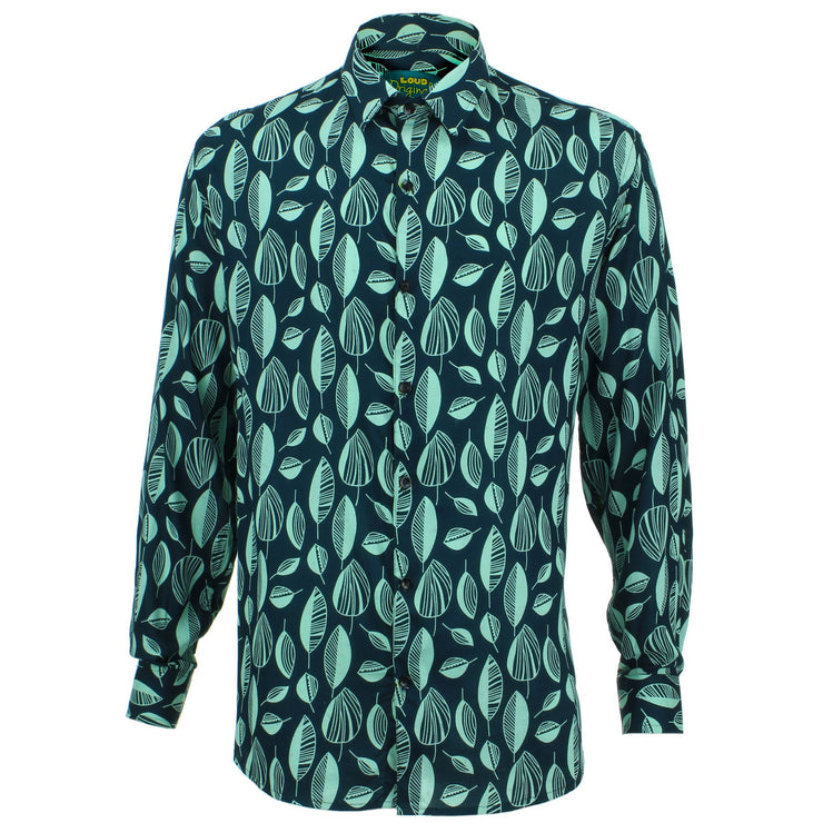Slim Fit Long Sleeve Shirt - Abstract Leaves