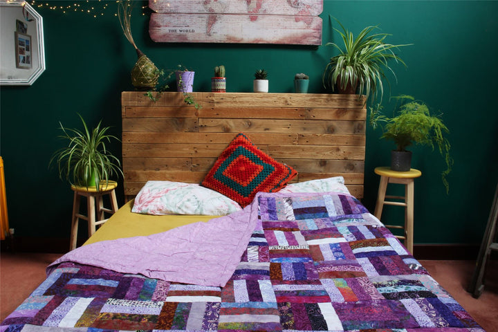 Handmade Quilted Patchwork Batik Printed Bedspread