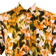 Regular Fit Short Sleeve Shirt - Orange & Green Lily Floral