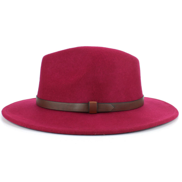 Wool Felt Fedora with Leather Band - Pink