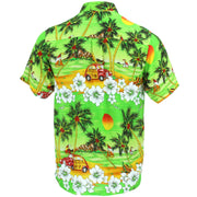 Short Sleeve Hawaiian Shirt - Sunset Camper - Green
