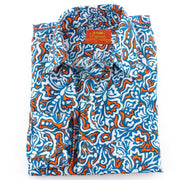 Tailored Fit Long Sleeve Shirt - Blue & Orange Abstract