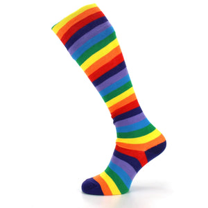 Lange knæhøje stribede sokker - regnbue