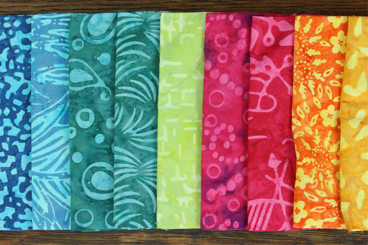 Fat Quarter - 10 Pieces of 19" x 20" Cotton Batik