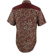 Regular Fit Short Sleeve Shirt - Brown & Red Abstract