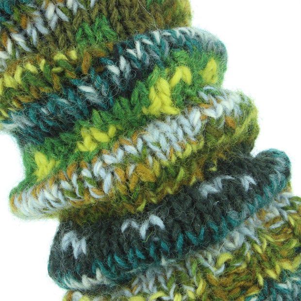 Chunky Wool Knit Abstract Pattern Leg Warmers - 17 Green