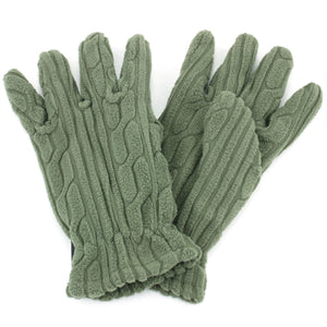 Thermal Ribbed Gloves - Green - (Medium)