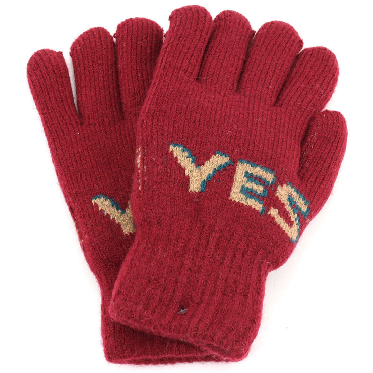 "Yes" Thick Gloves - Maroon