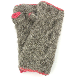 Manchettes en tricot de laine - câble - avoine