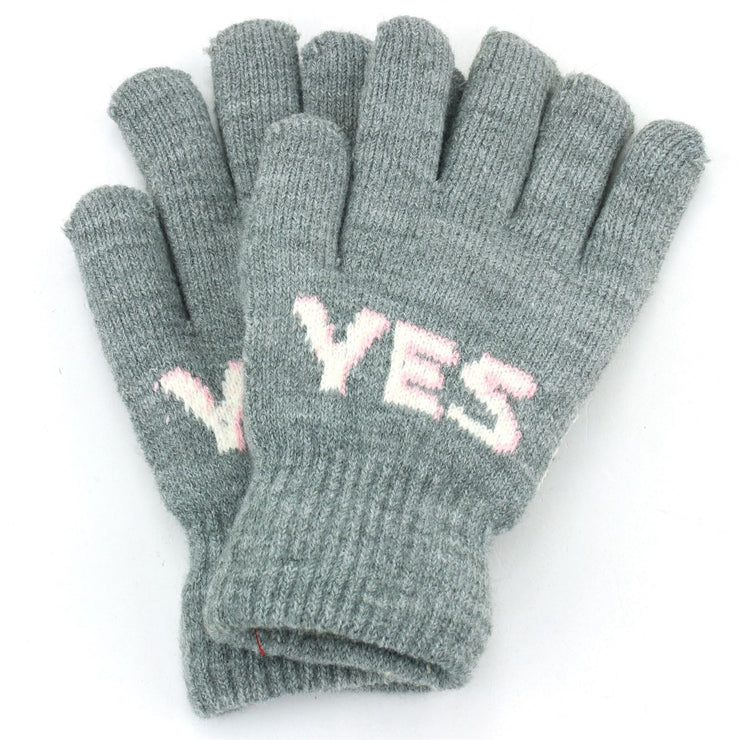 "Yes" Thick Gloves - Grey