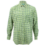 Regular Fit Long Sleeve Shirt - Green Spanish Tile Print