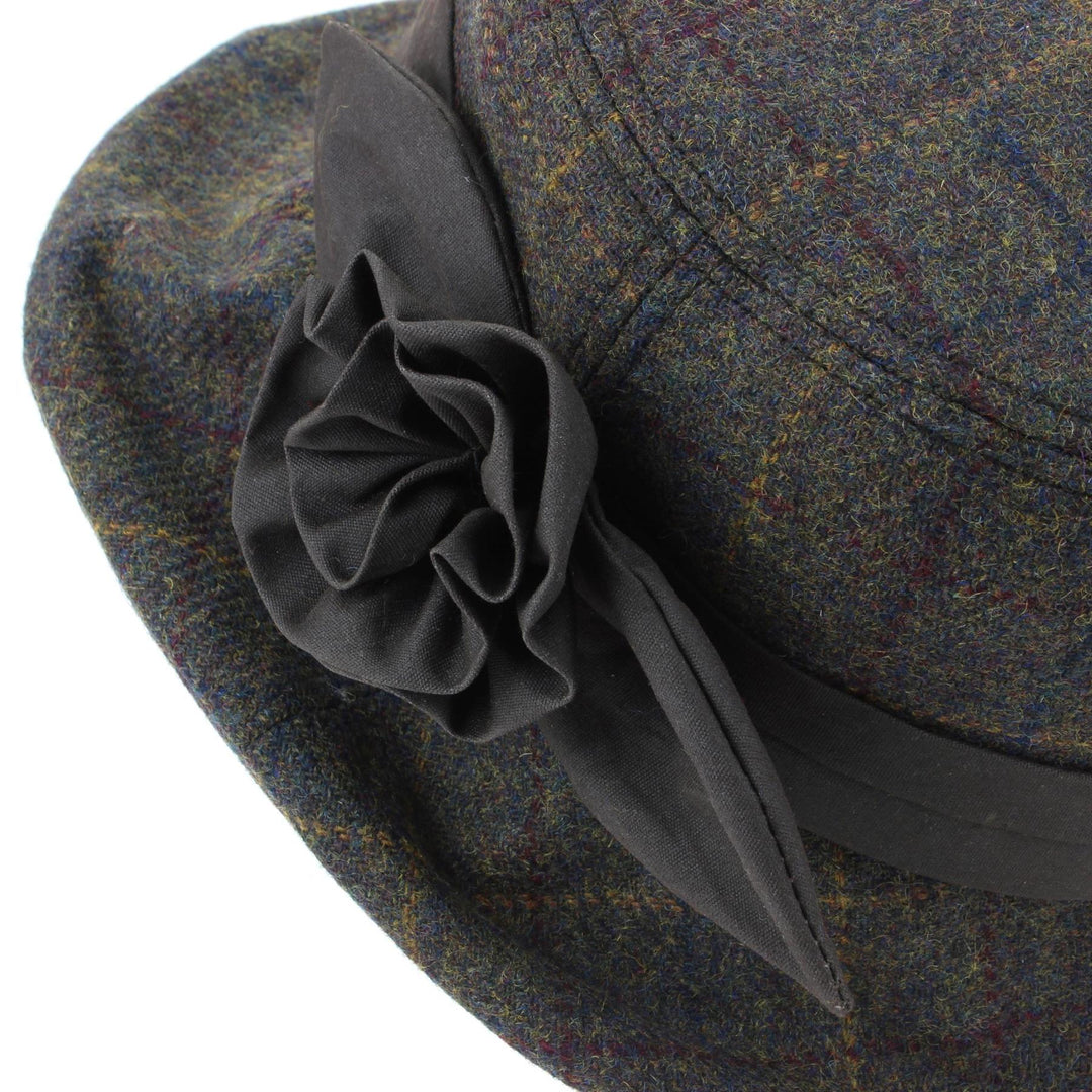 Ladies Wool Tweed Cloche Hat - Brown