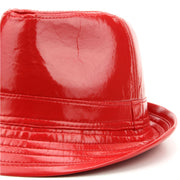 Shiny PU leather trilby hat - Red