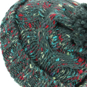 Chunky Knit Colourful Fleck Bobble Beanie Hat - Green