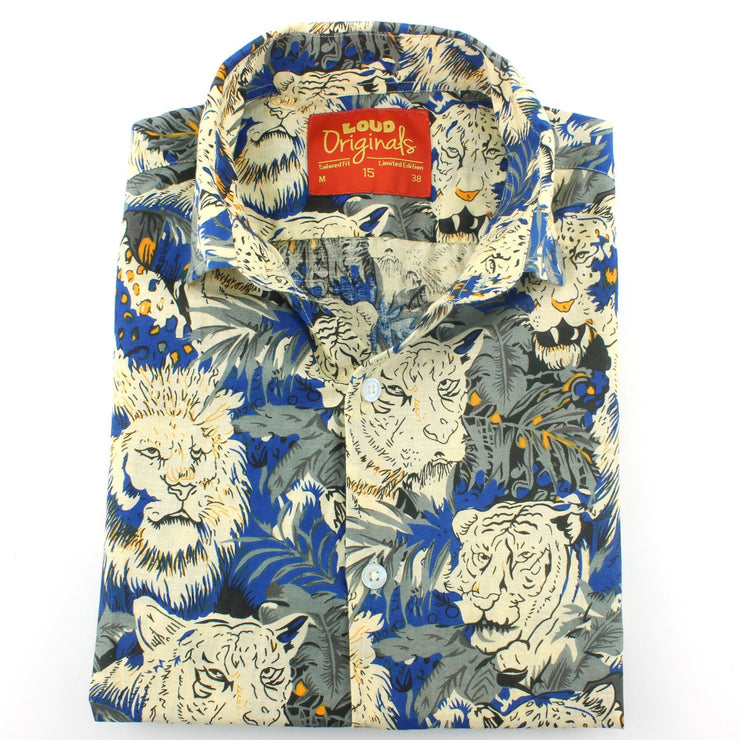 Tailored Fit Long Sleeve Shirt - Lion Tiger Jungle