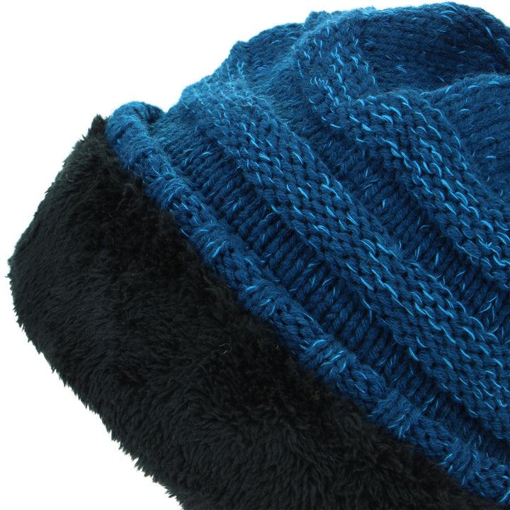 Acrylic Knit Baggy Beanie Bobble Hat