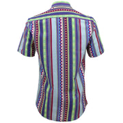 Tailored Fit Short Sleeve Shirt - Multi-coloured Aztec