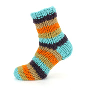 Hand Knitted Wool Ankle Socks - Stripe Retro A