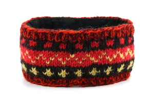 Bandeau en laine tricoté main - 17 rouge