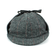 Wool Herringbone Deerstalker Sherlock Holmes Hat - Dark Grey