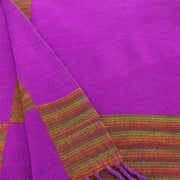 Tibetan Wool Blend Shawl Blanket - Plum with Sunset Reverse