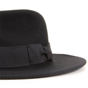 Wool felt Fedora hat with wide grosgrain band - Black