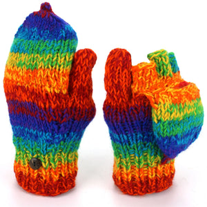 Wool Knit Shooter Gloves - Stripe Rainbow SD