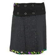 Reversible Short Mini Popper Wrap Skirt with Detachable Pocket - Pixellated Space Flower