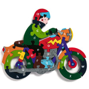 Handmade Wooden Jigsaw Puzzle - Alphabet Motorbike