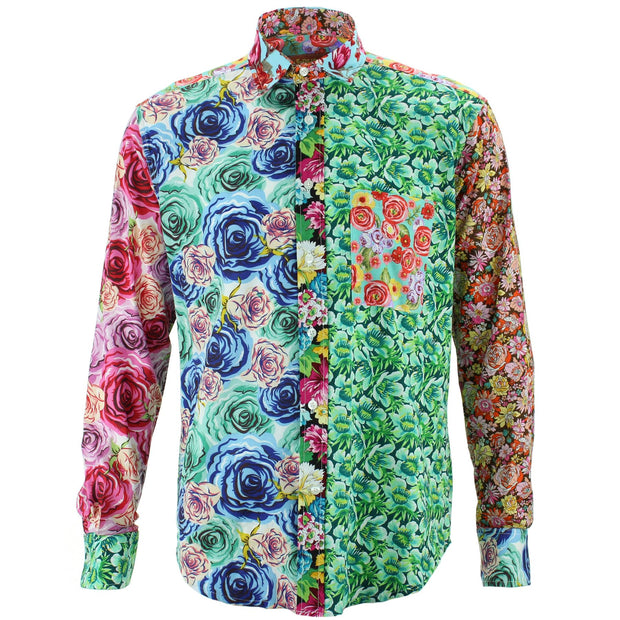 Regular Fit Long Sleeve Shirt - Random Mixed Panel - Floral