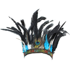 Bandeau de coiffure en plumes avec plumes bleues