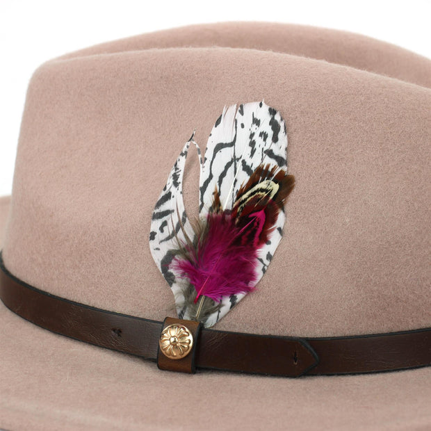 Wool Felt Fedora with Feather - Natural