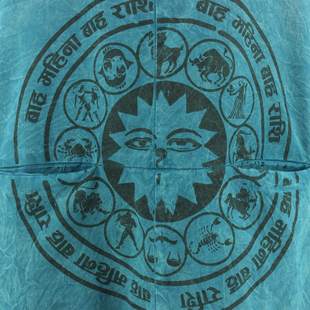 Screen Print Dungaree Dress - Teal