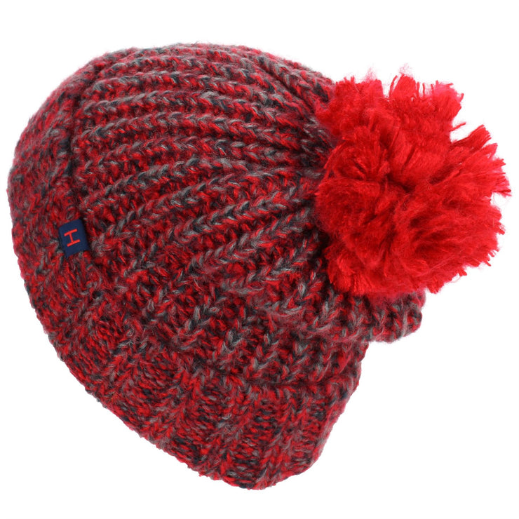 Chunky Knit Beanie Hat - Red