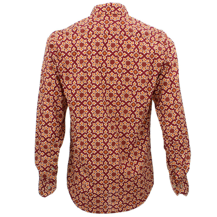 Tailored Fit Long Sleeve Shirt - Abstract Red & Orange