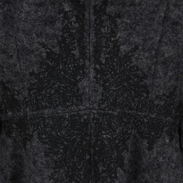 Wool Blend Woven Coat with an Oversized Collar Hood - Charcoal Grey