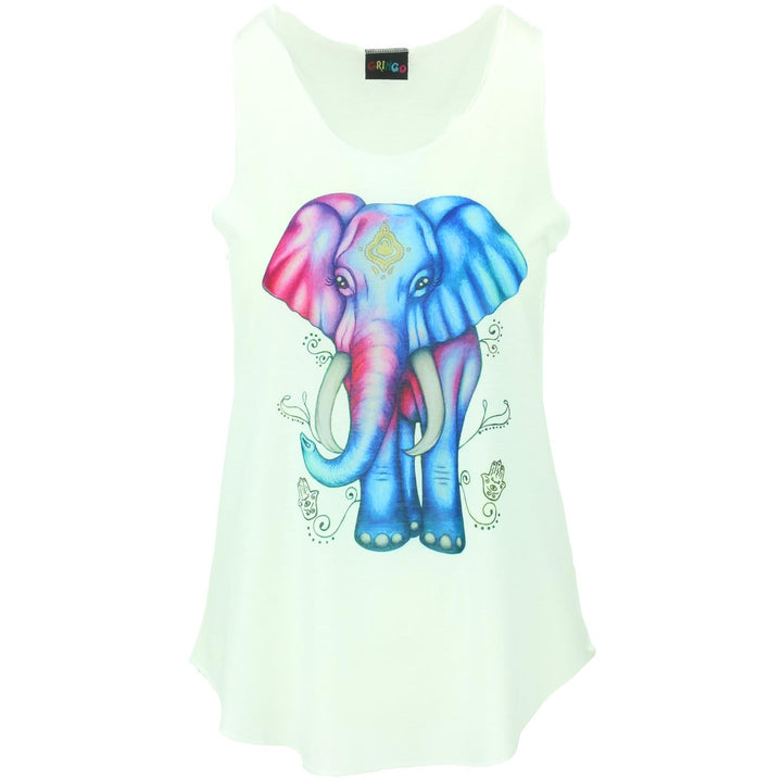 Elephant Vest Top - White