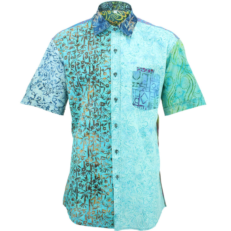 Regular Fit Short Sleeve Shirt - Random Mixed Batik - Bright Blue