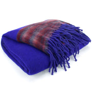 Tibetan Wool Blend Shawl Blanket - Purple with Maroon & Grey Reverse