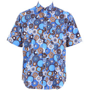 Regular Fit Short Sleeve Shirt - Blue Abstract Circles