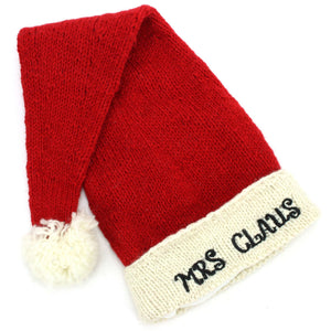 Handgestrickte Weihnachtsmütze aus Wolle – Frau Claus