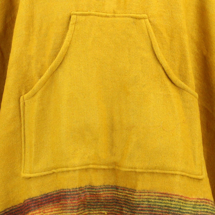Soft Vegan Wool Hooded Tibet Poncho - Yellow & Sunset
