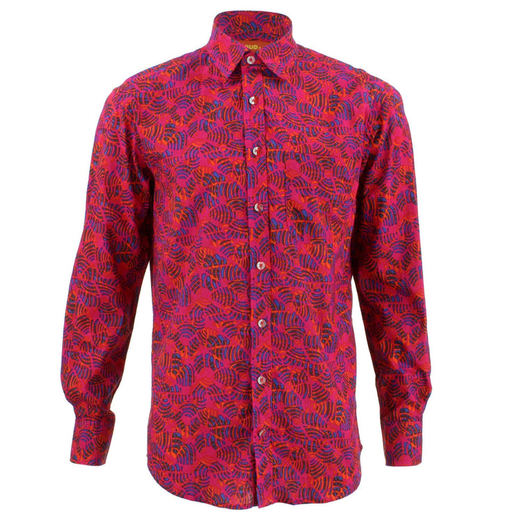 Regular Fit Long Sleeve Shirt - Pink & Blue Abstract
