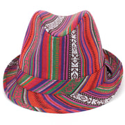 Aztec Print Trilby Hat - Red