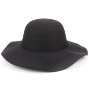Wool felt wide brim floppy hat - Black (One Size)