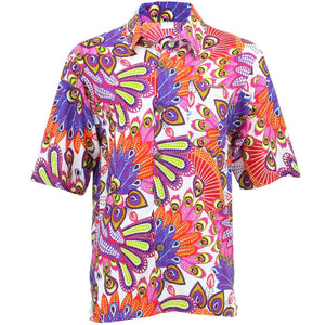 Chemise hawaïenne tropicale manches courtes - rose