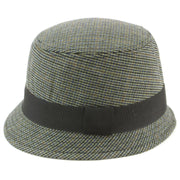 Tweed cloche hat with chunky band - Olive