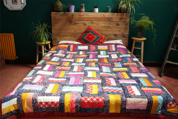 Handmade Quilted Patchwork Batik Printed Bedspread