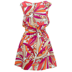 Stretch Waister Dress - Sixties Dilemma Orange