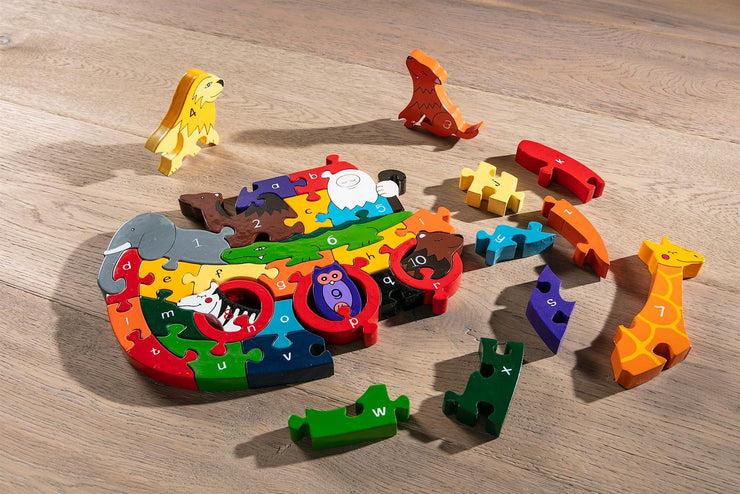 Handmade Wooden Jigsaw Puzzle - Alphabet Noah's Ark